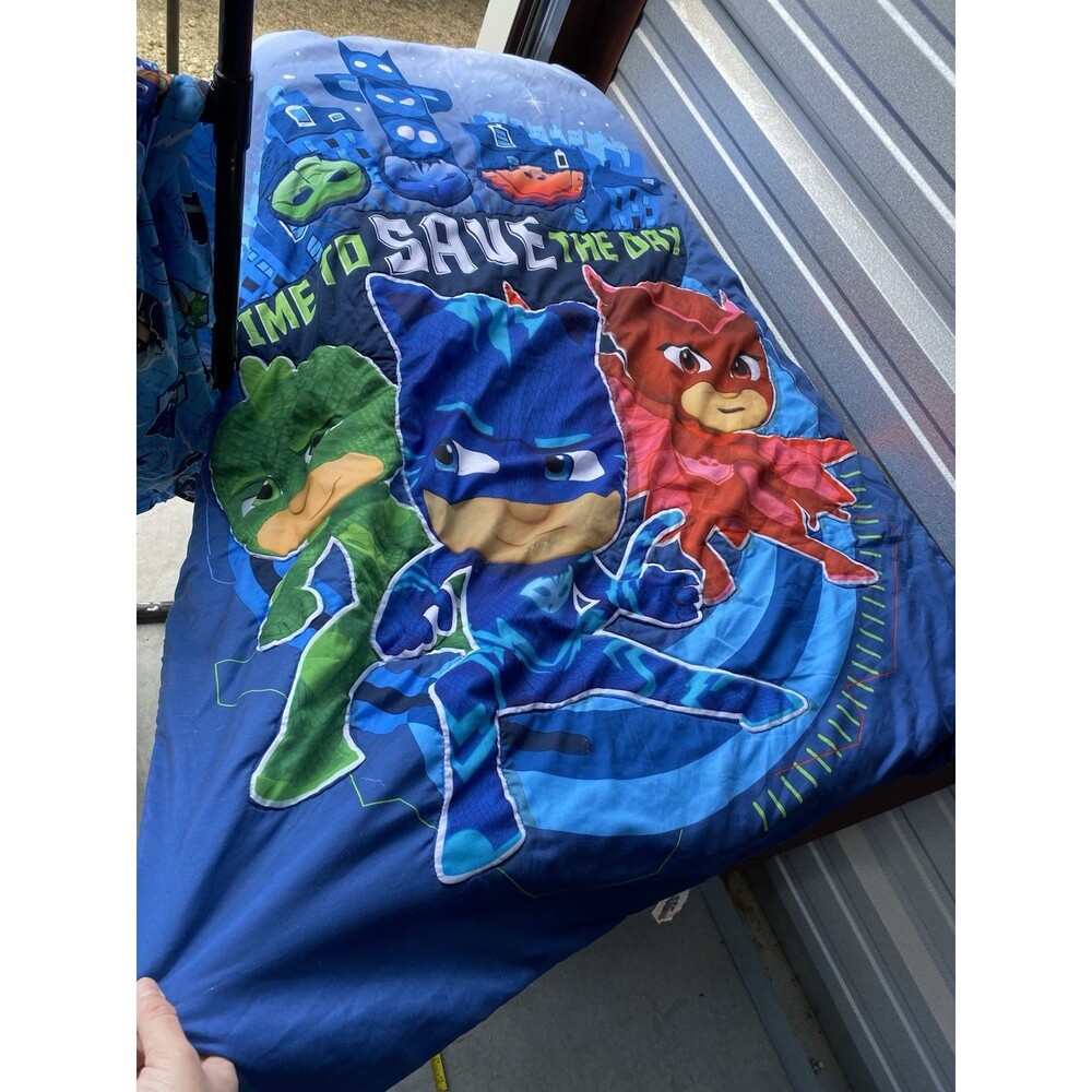 PJ Masks Toddler Bedding Set Reversible Comforter Fitted Flat Sheet Pillowcase